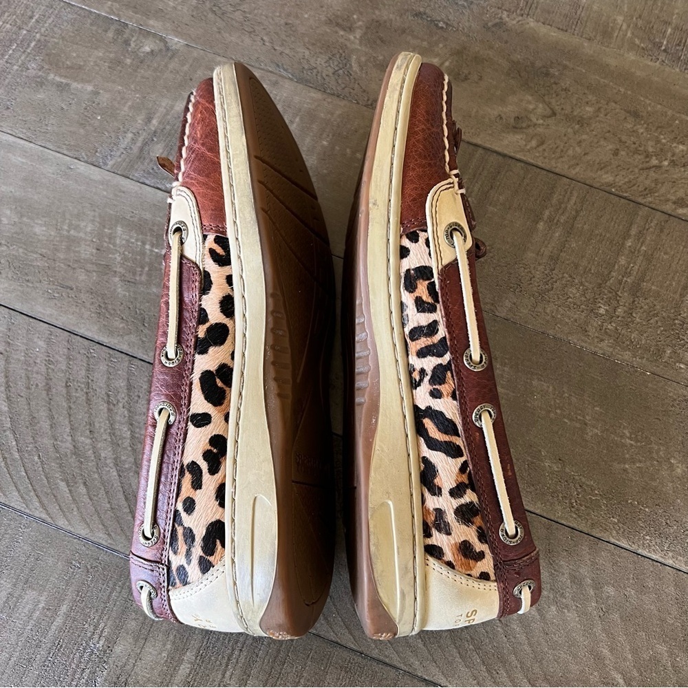 SPERRY Top-Sider womens 6.5M Cheetah Leopard Animal Print Leather Boat Shoes - Picture 2 of 7